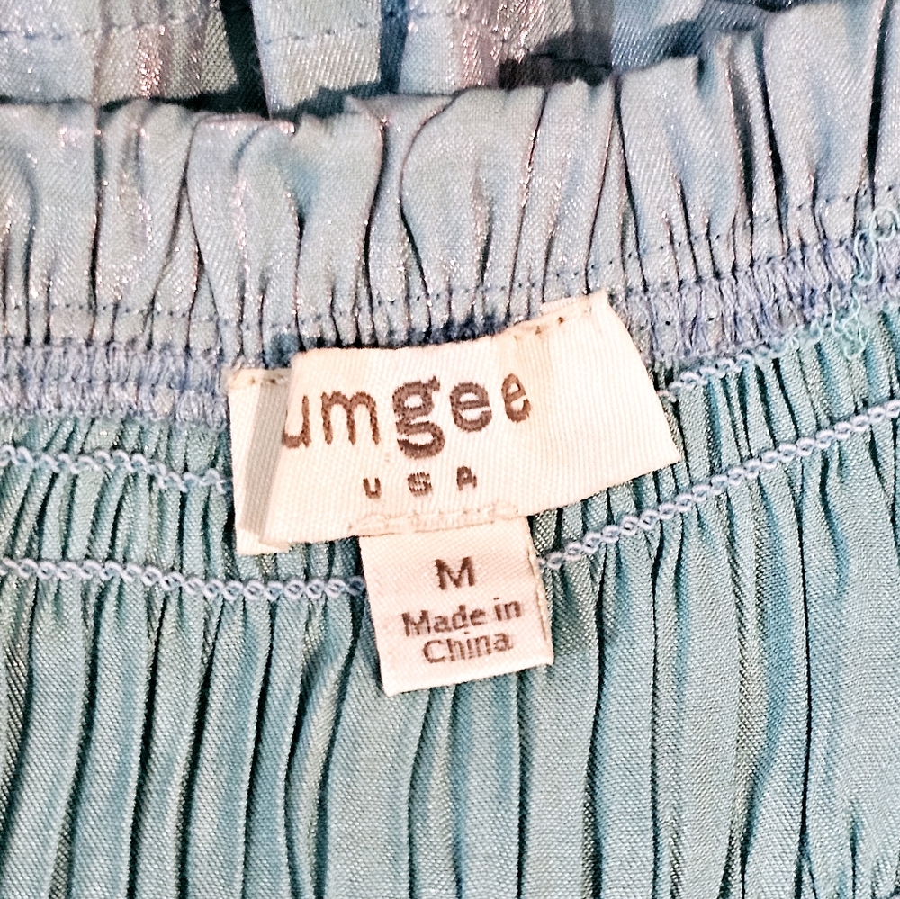umgee Womens M Pastel Blue Dreamy Coquette Lolita Shimmery Smocked Halter Top - Picture 3 of 7